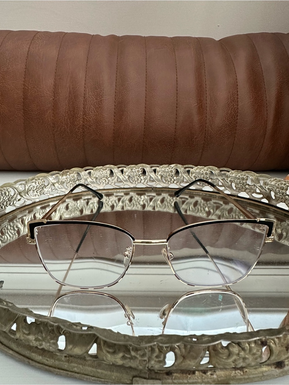 Gold Cat-Eye Women's Eyeglasses - Stylish Metal Frame